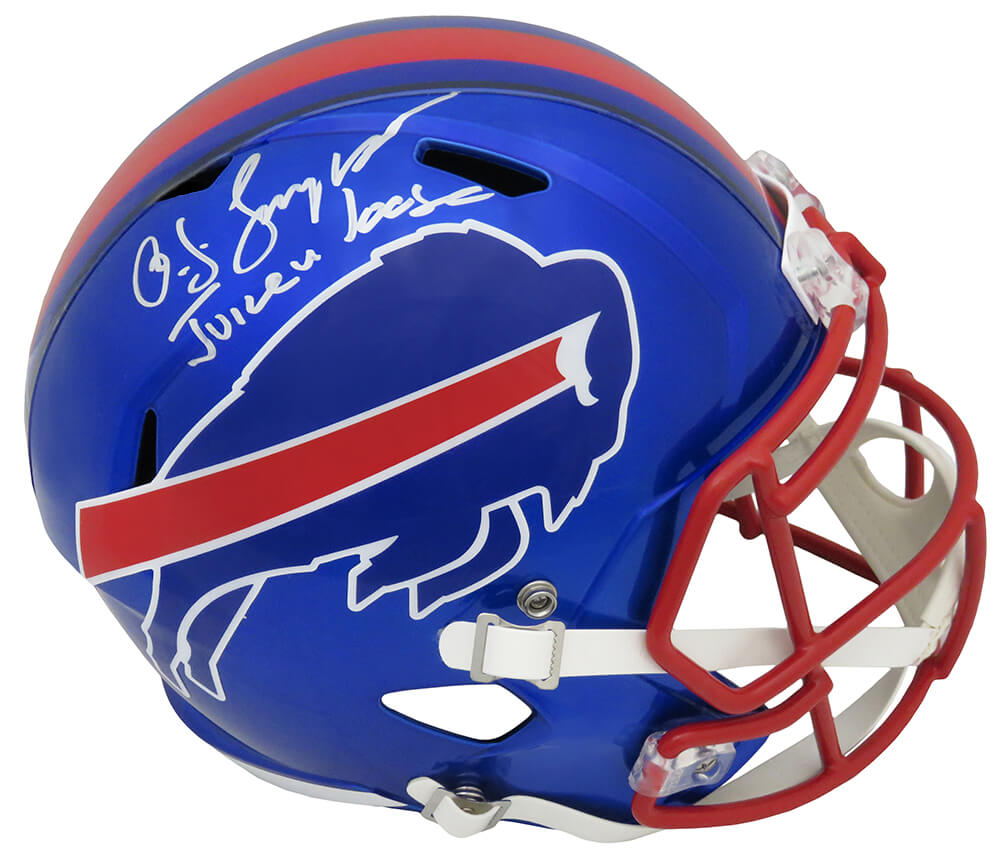 O.J. Simpson Signed Buffalo Bills FLASH Riddell Full Size Speed Replica Helmet w/Juice Is Loose - SIMREP322 - O.J. Simpson Signed Buffalo Bills FLASH Riddell Full Size Speed Replica Helmet w/Juice Is Loose product image