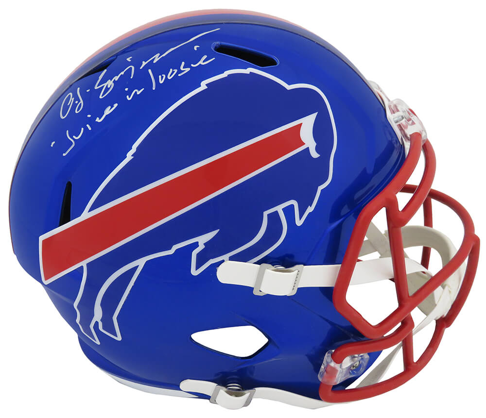 O.J. Simpson Signed Buffalo Bills FLASH Riddell Full Size Speed Replica Helmet w/Juice - SIMREP325 - O.J. Simpson Signed Buffalo Bills FLASH Riddell Full Size Speed Replica Helmet w/Juice product image
