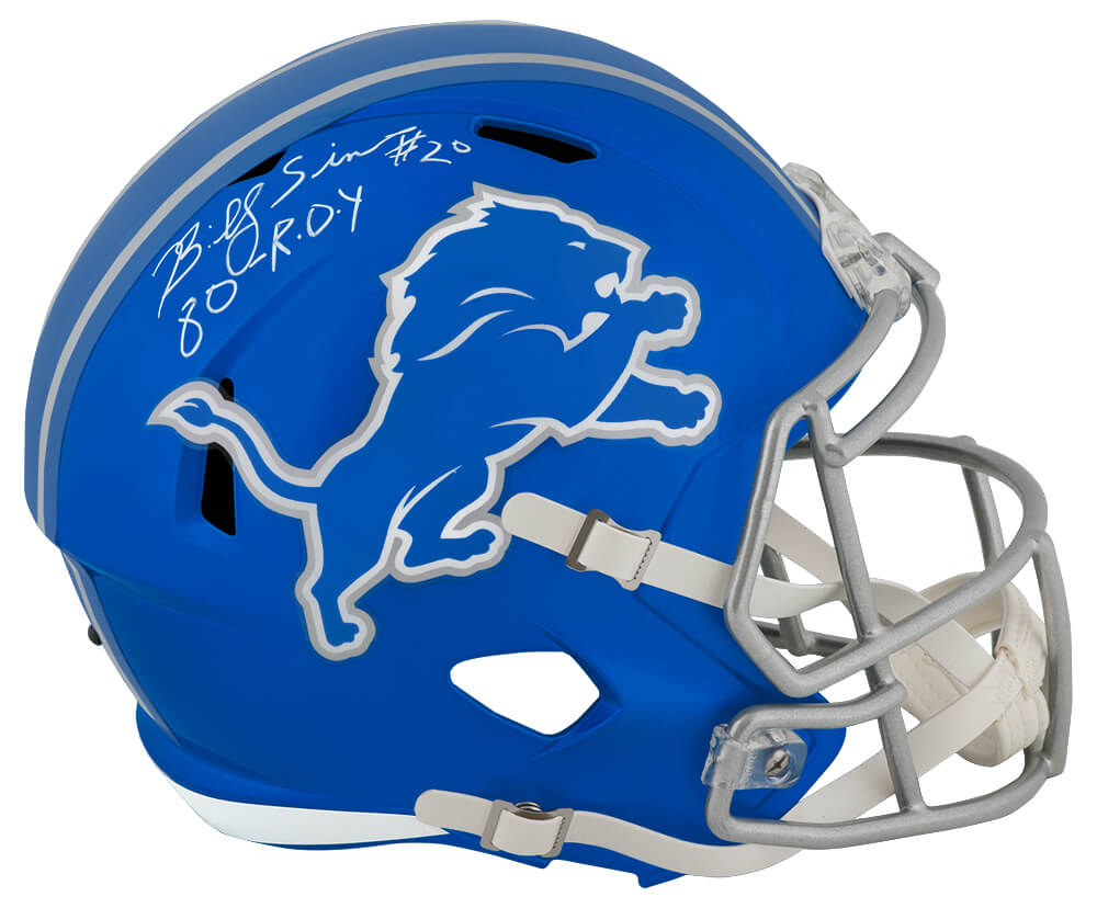 Billy Sims Signed Detroit Lions FLASH Riddell Full Size Speed Replica Helmet w/80 ROY - SIMREP352 - Billy Sims Signed Detroit Lions FLASH Riddell Full Size Speed Replica Helmet w/80 ROY product image