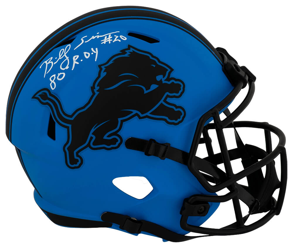 Billy Sims Signed Detroit Lions RAVE Riddell Full Size Speed Replica Helmet w/80 ROY - SIMREP354 - Billy Sims Signed Detroit Lions RAVE Riddell Full Size Speed Replica Helmet w/80 ROY product image