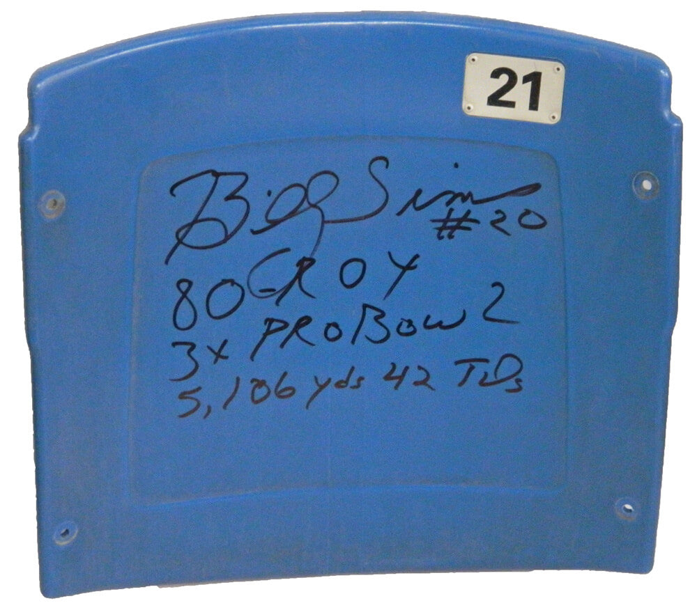 Billy Sims Signed Detroit Silverdome Stadium Blue Seatback w/80 ROY, 3x Pro Bowl, 5,106 Yds, 42 TDs - SIMSTB300 - Billy Sims Signed Detroit Silverdome Stadium Blue Seatback w/80 ROY, 3x Pro Bowl, 5,106 Yds, 42 TDs product image
