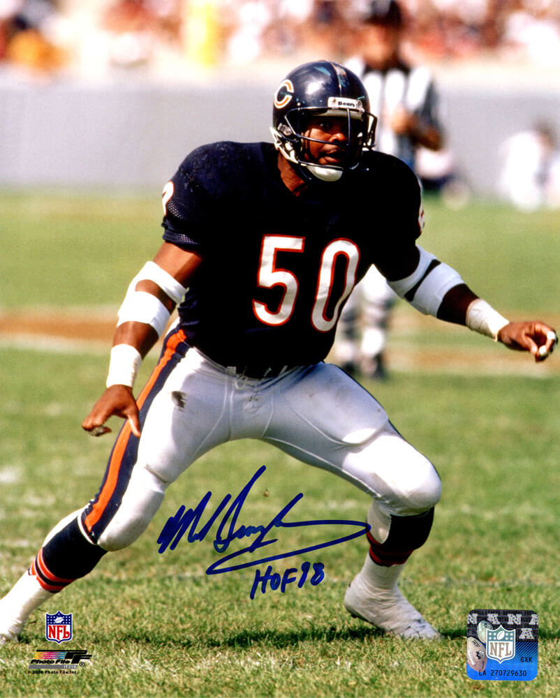 Mike Singletary Signed Chicago Bears Action Stance 8x10 Photo w/HOF'98 - SIN08P304 - Mike Singletary Signed Chicago Bears Action Stance 8x10 Photo w/HOF'98 product image