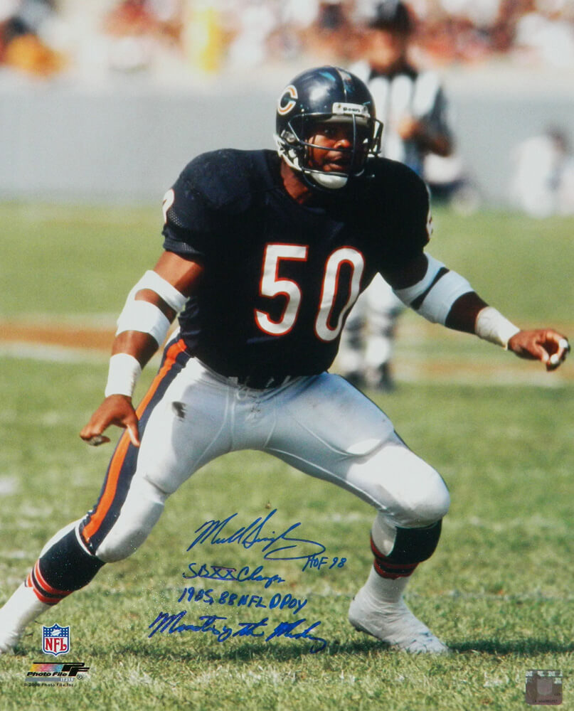 Mike Singletary Signed Chicago Bears 16x20 Photo w/HOF'98, SB XX Champs, 85,88 DPOY, Monsters of the Midway - SIN16P309 - Mike Singletary Signed Chicago Bears 16x20 Photo w/HOF'98, SB XX Champs, 85,88 DPOY, Monsters of the Midway product image