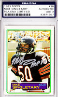 Mike Singletary Signed Chicago Bears 1983 Topps Rookie Card #38 w/HOF'98 - SINCAR303 - Mike Singletary Signed Chicago Bears 1983 Topps Rookie Card #38 w/HOF'98 product image