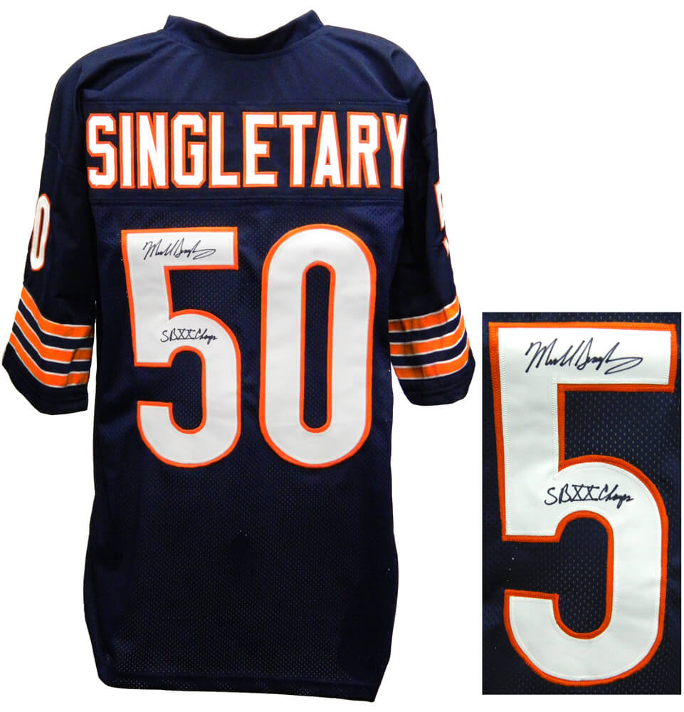 Mike Singletary Signed Navy Custom Throwback Jersey w/SB XX Champs - SINJRY303 - Mike Singletary Signed Navy Custom Throwback Jersey w/SB XX Champs product image