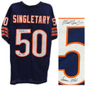 Mike Singletary Signed Navy Custom Throwback Jersey w/Samurai Mike - SINJRY305 - Mike Singletary Signed Navy Custom Throwback Jersey w/Samurai Mike product image