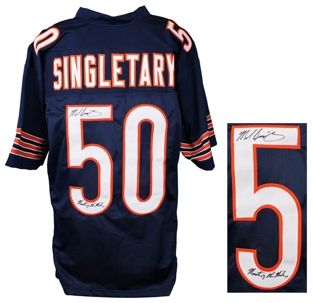 Mike Singletary Signed Navy Custom Throwback Jersey w/Monsters of the Midway - SINJRY306 - Mike Singletary Signed Navy Custom Throwback Jersey w/Monsters of the Midway product image