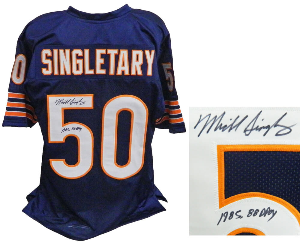 Mike Singletary Signed Navy Custom Football Jersey w/1985, 88 DPOY - SINJRY309 - Mike Singletary Signed Navy Custom Football Jersey w/1985, 88 DPOY product image