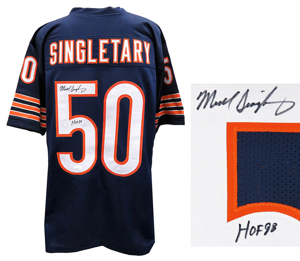 Mike Singletary Signed Navy Custom Jersey w/HOF'98  (JSA) - SINJRY311 - Mike Singletary Signed Navy Custom Jersey w/HOF'98 (JSA) product image