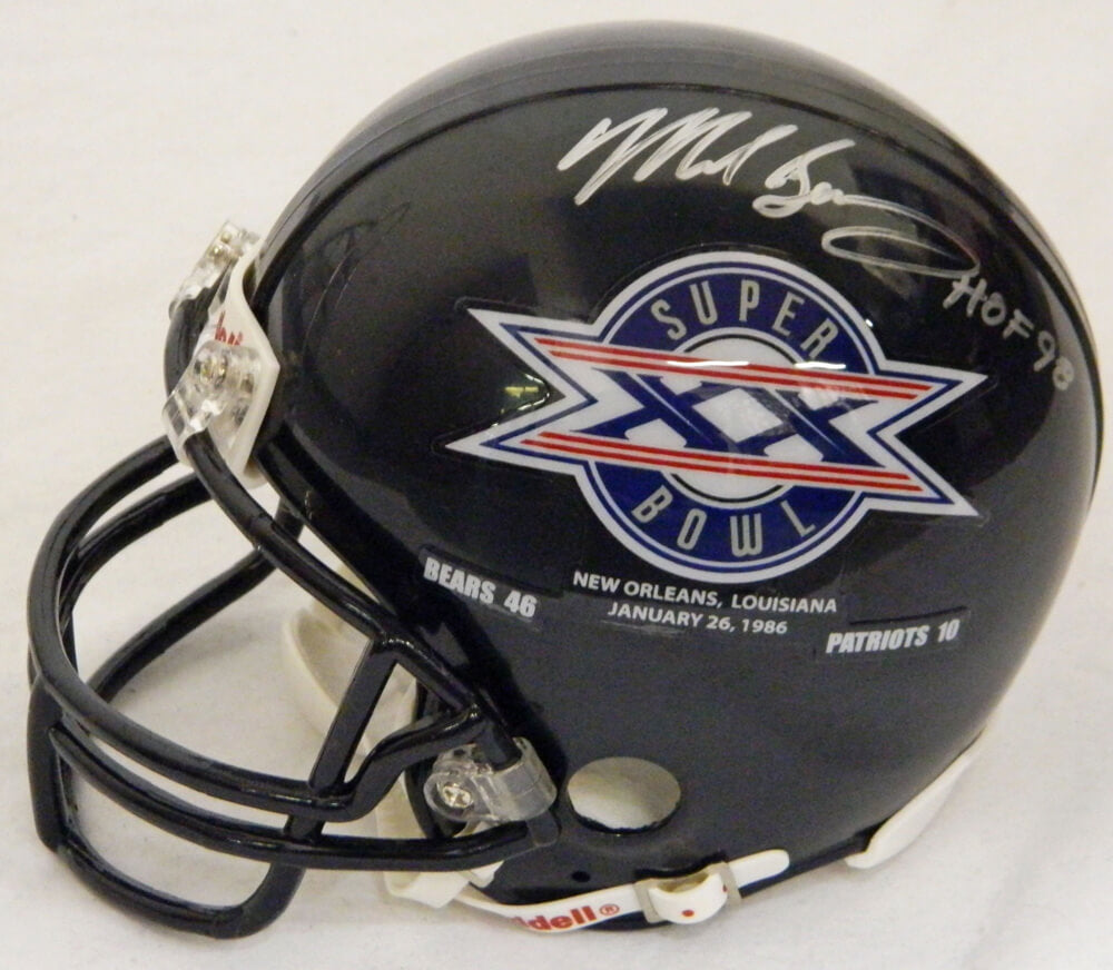 Mike Singletary Signed Bears / SB XX Champs Logo Riddell Replica Mini Helmet w/HOF 98 - SINMIN305 - Mike Singletary Signed Bears / SB XX Champs Logo Riddell Replica Mini Helmet w/HOF 98 product image