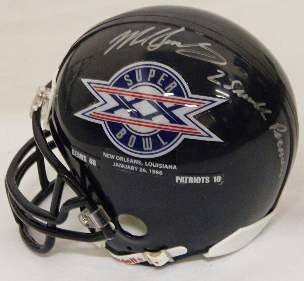 Mike Singletary Signed Bears / SB XX Champs Logo Riddell Replica Mini Helmet w/2 Fumble Recoveries - SINMIN306 - Mike Singletary Signed Bears / SB XX Champs Logo Riddell Replica Mini Helmet w/2 Fumble Recoveries product image