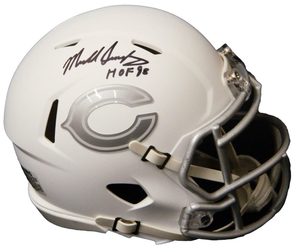 Mike Singletary Signed Bears White Ice Riddell Mini Helmet w/HOF'98 - SINMIN314 - Mike Singletary Signed Bears White Ice Riddell Mini Helmet w/HOF'98 product image
