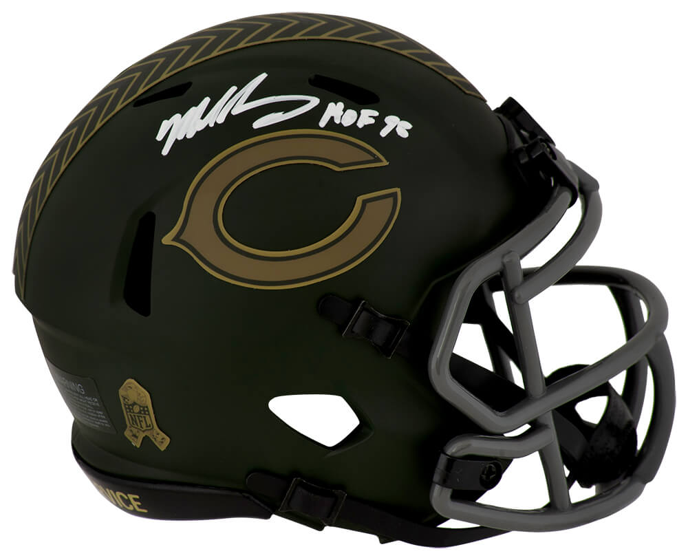 Mike Singletary Signed Chicago Bears 2025 SALUTE Riddell Speed Mini Helmet w/HOF'98 - (In White) - SINMIN337 - Mike Singletary Signed Chicago Bears 2025 SALUTE Riddell Speed Mini Helmet w/HOF'98 - (In White) product image