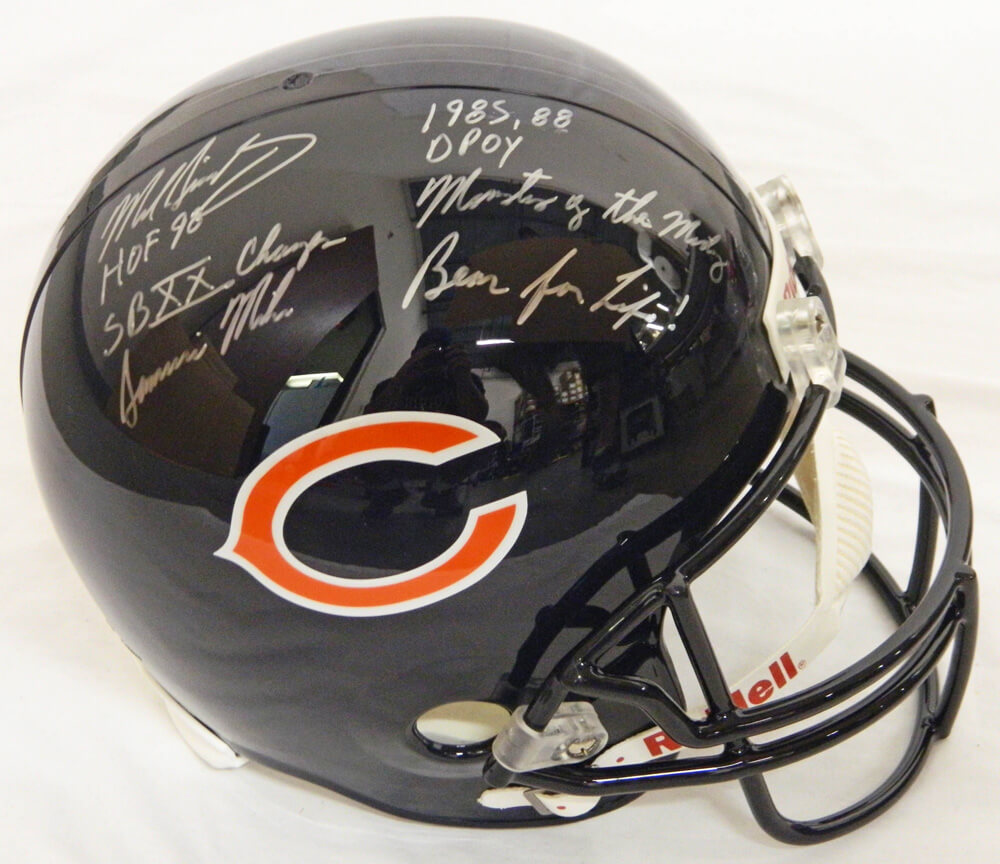 Mike Singletary Signed Chicago Bears Riddell Full-Size Replica Helmet w/6 Inscriptions - SINREP311 - Mike Singletary Signed Chicago Bears Riddell Full-Size Replica Helmet w/6 Inscriptions product image