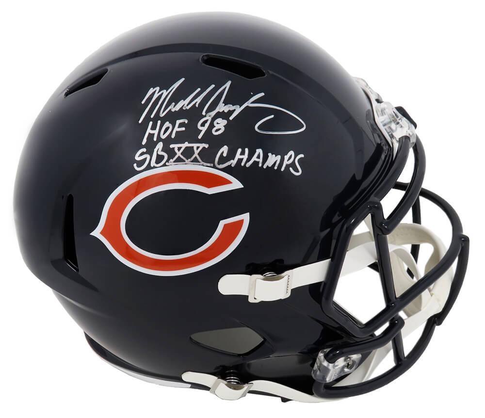 Mike Singletary Signed Chicago Bears Riddell Full Size Speed Replica Helmet w/HOF'98, SB XX Champs (JSA) - SINREP317 - Mike Singletary Signed Chicago Bears Riddell Full Size Speed Replica Helmet w/HOF'98, SB XX Champs (JSA) product image