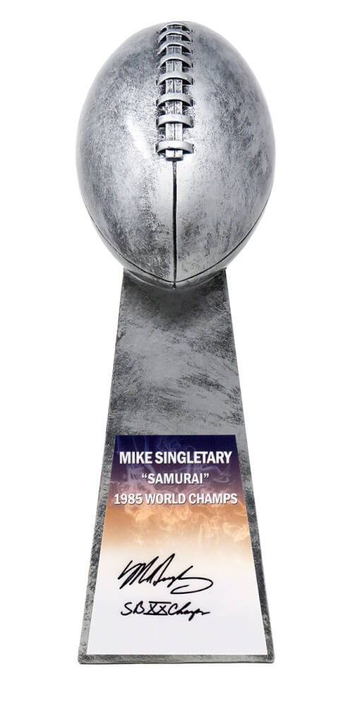 Mike Singletary Signed Football World Champion 15 Inch Replica Silver Trophy w/SB XX Champs - SINTRO300 - Mike Singletary Signed Football World Champion 15 Inch Replica Silver Trophy w/SB XX Champs product image