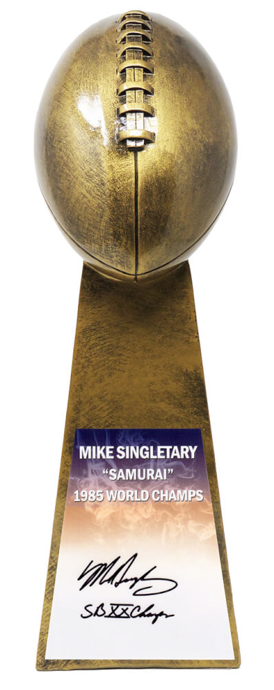 Mike Singletary Signed Football World Champion 15 Inch Replica Gold Trophy w/SB XX Champs - SINTRO301 - Mike Singletary Signed Football World Champion 15 Inch Replica Gold Trophy w/SB XX Champs product image