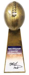 Mike Singletary Signed Football World Champion 15 Inch Replica Gold Trophy w/HOF'98 - SINTRO303 - Mike Singletary Signed Football World Champion 15 Inch Replica Gold Trophy w/HOF'98 product image