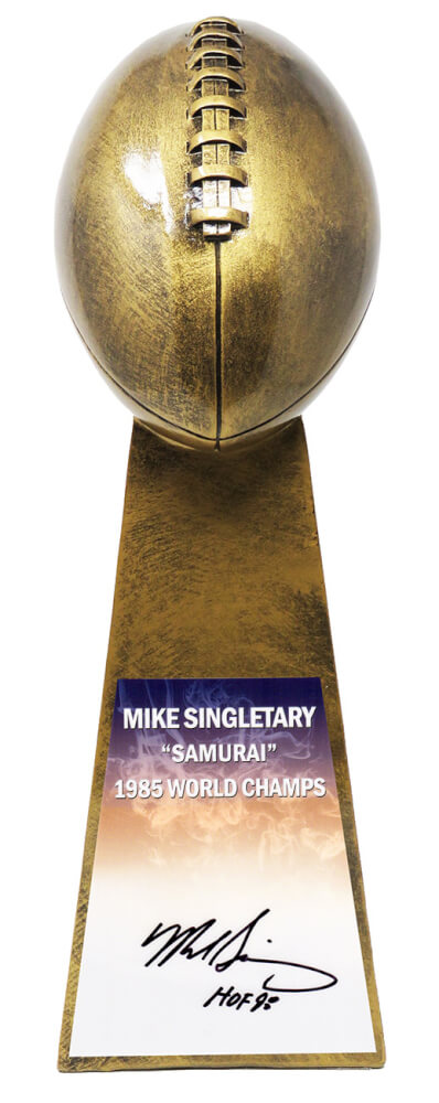 Mike Singletary Signed Football World Champion 15 Inch Replica Gold Trophy w/HOF'98 - SINTRO303 - Mike Singletary Signed Football World Champion 15 Inch Replica Gold Trophy w/HOF'98 product image