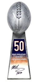 Mike Singletary Signed Football World Champion 15 Inch Rep Silver Trophy With #50 Sticker w/HOF'98 - SINTRO306 - Mike Singletary Signed Football World Champion 15 Inch Rep Silver Trophy With #50 Sticker w/HOF'98 product image