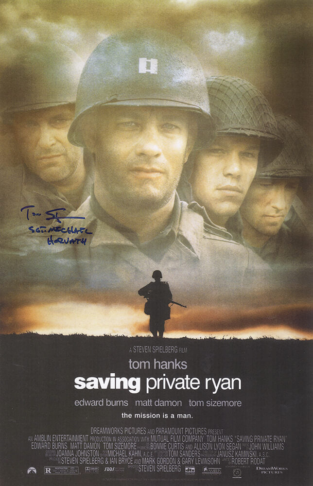 Tom Sizemore Signed Saving Private Ryan 11x17 Movie Poster w/Sgt Michael Horvath - SIZPST500 - Tom Sizemore Signed Saving Private Ryan 11x17 Movie Poster w/Sgt Michael Horvath product image