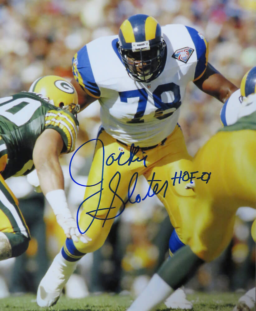 Jackie Slater Signed Rams Action vs Packers 8x10 Photo w/HOF'01 - SLA08P300 - Jackie Slater Signed Rams Action vs Packers 8x10 Photo w/HOF'01 product image