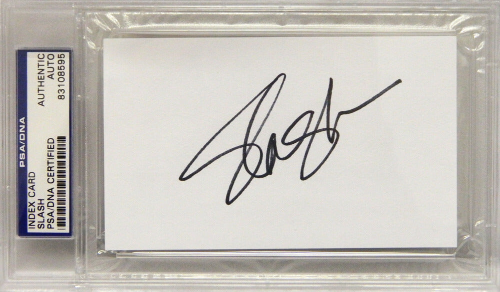 Slash Signed White Index Card Cut (Guns N' Roses) - PSA/DNA - SLACUT500 - Slash Signed White Index Card Cut (Guns N' Roses) - PSA/DNA product image