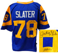 Jackie Slater Signed Blue & Yellow Throwback Custom Football Jersey w/HOF'01 - SLAJRY300 - Jackie Slater Signed Blue & Yellow Throwback Custom Football Jersey w/HOF'01 product image