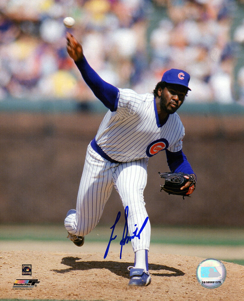 Lee Smith Signed Chicago Cubs White Pinstripe Jersey Pitching 8x10 Photo - SMI08P111 - Lee Smith Signed Chicago Cubs White Pinstripe Jersey Pitching 8x10 Photo product image