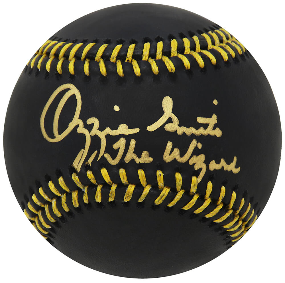 Ozzie Smith Signed Rawlings Official Black MLB Baseball w/The Wizard - SMIBSB105 - Ozzie Smith Signed Rawlings Official Black MLB Baseball w/The Wizard product image
