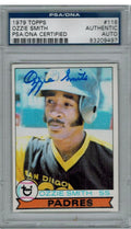 Ozzie Smith Signed Padres 1979 Topps Rookie Card #116 PSA - SMICAR100 - Ozzie Smith Signed Padres 1979 Topps Rookie Card #116 PSA product image