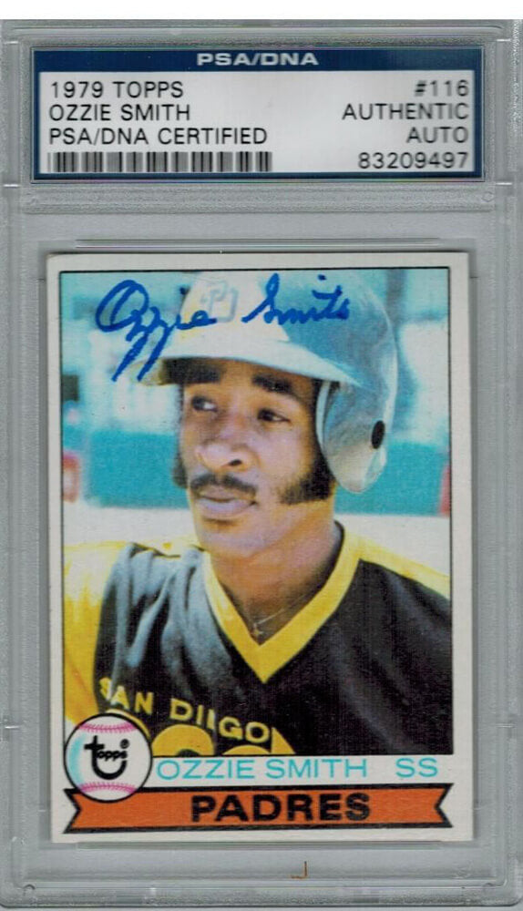 Ozzie Smith Signed Padres 1979 Topps Rookie Card #116 PSA - SMICAR100 - Ozzie Smith Signed Padres 1979 Topps Rookie Card #116 PSA product image