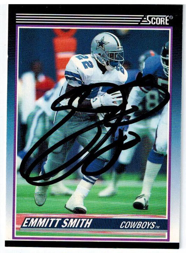 Emmitt Smith Signed Dallas Cowboys 1990 Score Rookie Card #101T - SMICAR303 - Emmitt Smith Signed Dallas Cowboys 1990 Score Rookie Card #101T product image