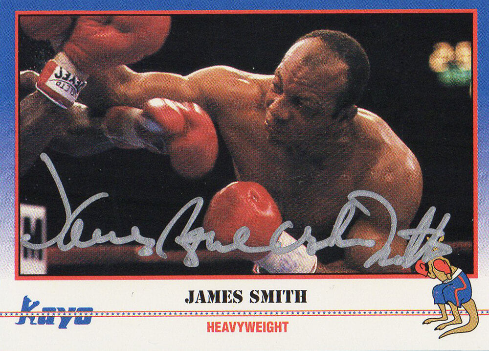 James Smith Signed 1991 Kayo Boxing Trading Card #110 w/Bonecrusher - SMICAR500 - James Smith Signed 1991 Kayo Boxing Trading Card #110 w/Bonecrusher product image