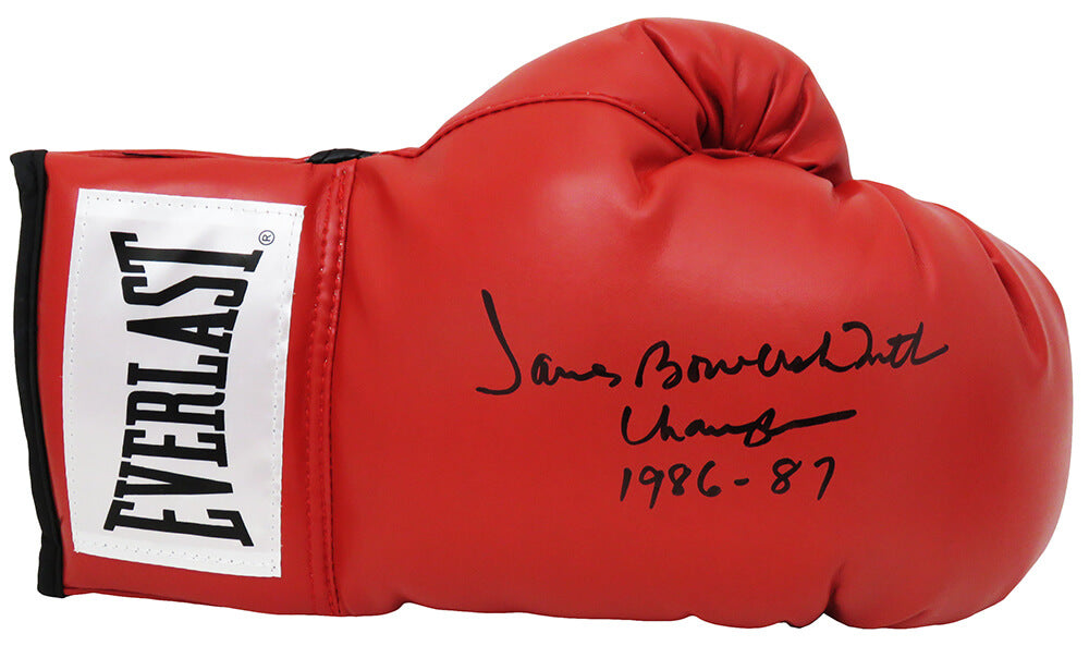 James 'Bonecrusher' Smith Signed Everlast Red Boxing Glove w/Champion 86-87 - SMIGLV502 - James 'Bonecrusher' Smith Signed Everlast Red Boxing Glove w/Champion 86-87 product image