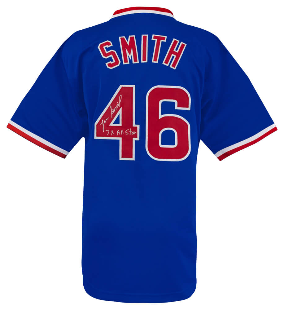 Lee Smith Signed Blue Custom Baseball Jersey w/7x All Star - SMIJRY100 - Lee Smith Signed Blue Custom Baseball Jersey w/7x All Star product image