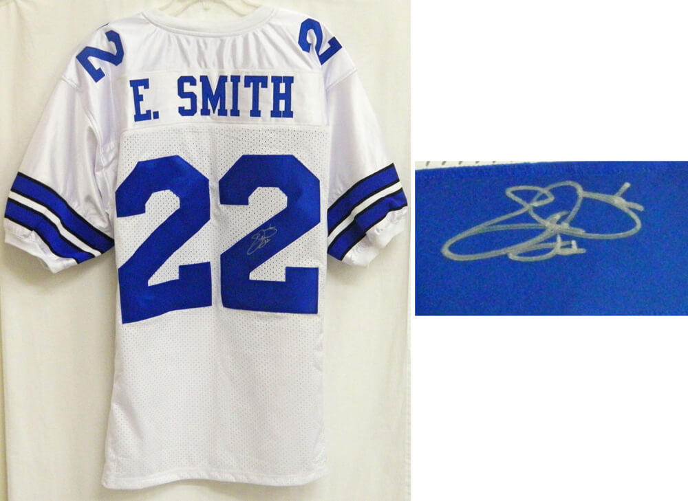 Emmitt Smith Signed White Custom Jersey - SMIJRY303 - Emmitt Smith Signed White Custom Jersey product image