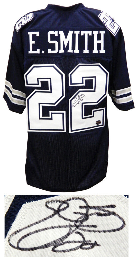 Emmitt Smith Signed Navy Custom Football Jersey - SMIJRY305 - Emmitt Smith Signed Navy Custom Football Jersey product image