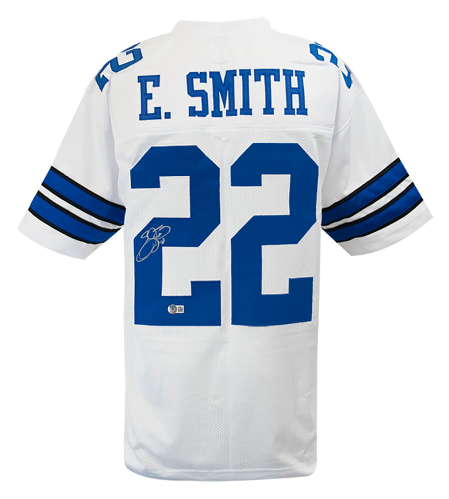 Emmitt Smith Signed White Custom Football Jersey (Beckett) - SMIJRY307 - Emmitt Smith Signed White Custom Football Jersey (Beckett) product image