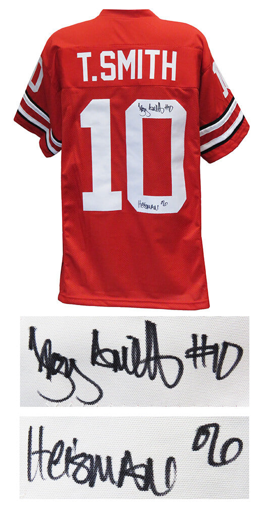 Troy Smith Signed Red Custom Football Jersey w/Heisman'06 - SMIJRY350 - Troy Smith Signed Red Custom Football Jersey w/Heisman'06 product image