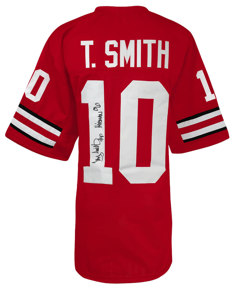 Troy Smith Signed Red Custom College Football Jersey w/Heisman'06 - SMIJRY351 - Troy Smith Signed Red Custom College Football Jersey w/Heisman'06 product image