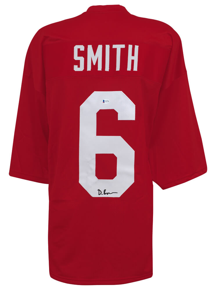 Devonta Smith Signed Red Custom Football Jersey - (Beckett COA) - SMIJRY362 - Devonta Smith Signed Red Custom Football Jersey - (Beckett COA) product image