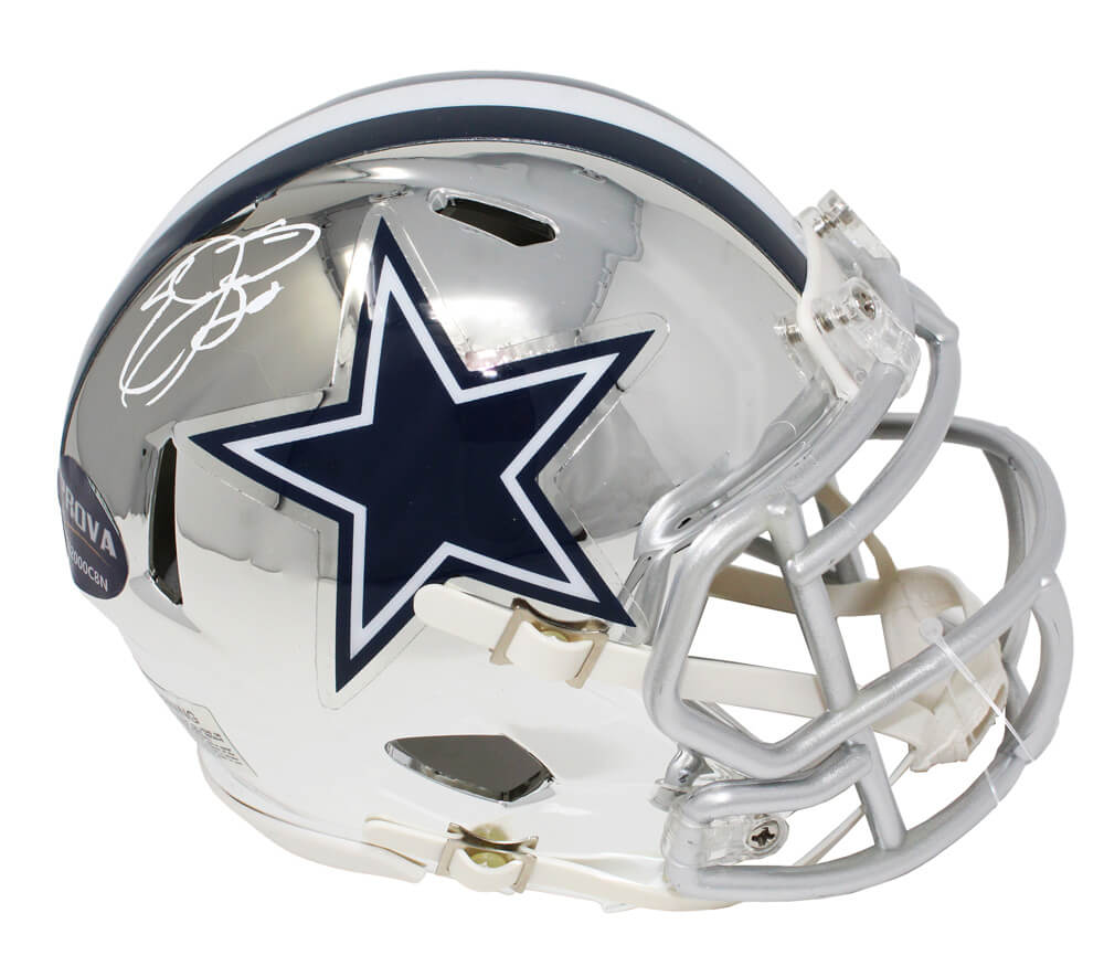 Emmitt Smith Signed Dallas Cowboys Chrome Riddell Speed Mini Helmet - SMIMIN302 - Emmitt Smith Signed Dallas Cowboys Chrome Riddell Speed Mini Helmet product image