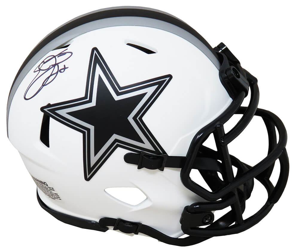 Emmitt Smith Signed Dallas Cowboys Lunar Eclipse White Matte Riddell Speed Mini Helmet - SMIMIN304 - Emmitt Smith Signed Dallas Cowboys Lunar Eclipse White Matte Riddell Speed Mini Helmet product image