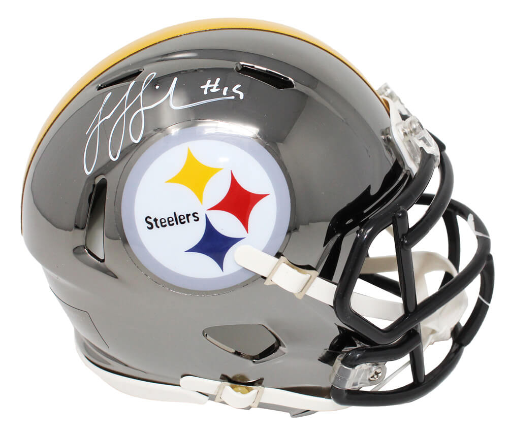 JuJu Smith Schuster Signed Pittsburgh Steelers Chrome Riddell Speed Mini Helmet - SMIMIN344 - JuJu Smith Schuster Signed Pittsburgh Steelers Chrome Riddell Speed Mini Helmet product image
