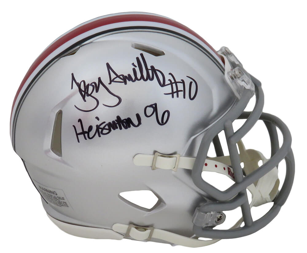 Troy Smith Signed Ohio State Buckeyes Riddell Speed Mini Helmet w/Heisman'06 - SMIMIN370 - Troy Smith Signed Ohio State Buckeyes Riddell Speed Mini Helmet w/Heisman'06 product image