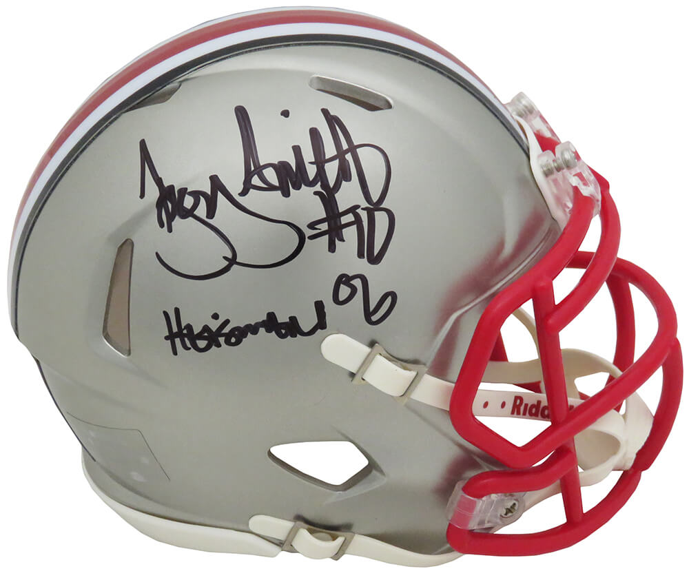 Troy Smith Signed Ohio State Buckeyes FLASH Riddell Speed Mini Helmet w/Heisman'06 - SMIMIN372 - Troy Smith Signed Ohio State Buckeyes FLASH Riddell Speed Mini Helmet w/Heisman'06 product image