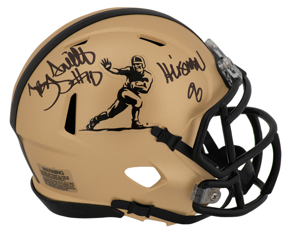 Troy Smith Signed Heisman Trophy Logo Gold Riddell Speed Mini Helmet w/Heisman'06 - SMIMIN373 - Troy Smith Signed Heisman Trophy Logo Gold Riddell Speed Mini Helmet w/Heisman'06 product image