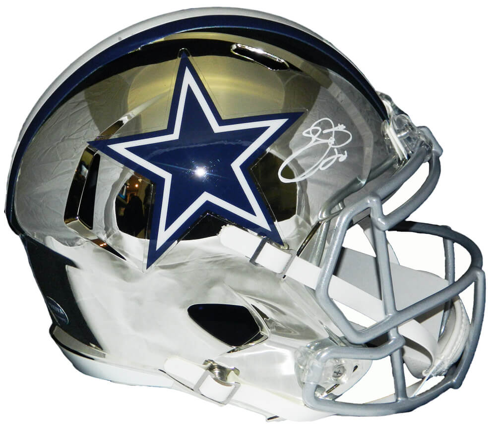 Emmitt Smith Signed Dallas Cowboys Chrome Riddell Full Size Replica Helmet - SMIREP303 - Emmitt Smith Signed Dallas Cowboys Chrome Riddell Full Size Replica Helmet product image