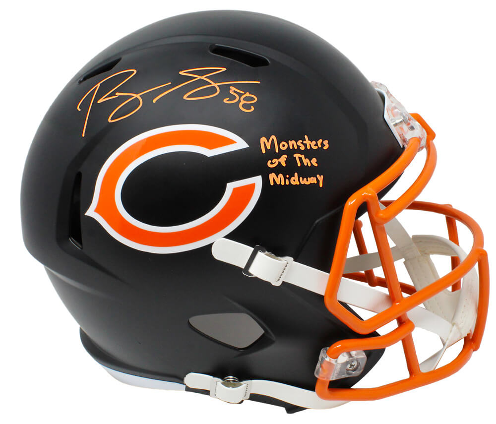 Roquan Smith Signed Chicago Bears Flat Black Matte Riddell Speed Full Size Replica Helmet w/Monsters of the Midway - SMIREP333 - Roquan Smith Signed Chicago Bears Flat Black Matte Riddell Speed Full Size Replica Helmet w/Monsters of the Midway product image